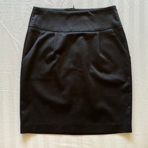 Black satin pencil skirt